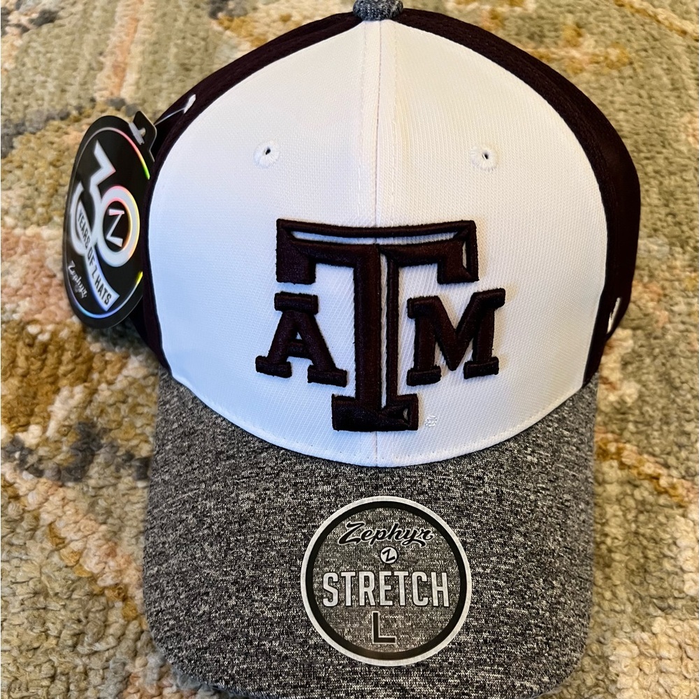 Texas A&M Aggies Zephyr Stretch Hat Size Large Color Maroon And White NWT